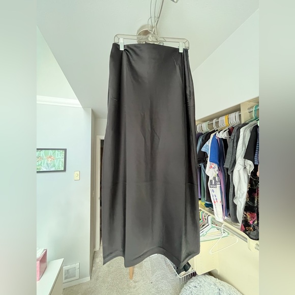 Lulus Smooth Sophistication Black Midi Skirt with Slit - Picture 4 of 9